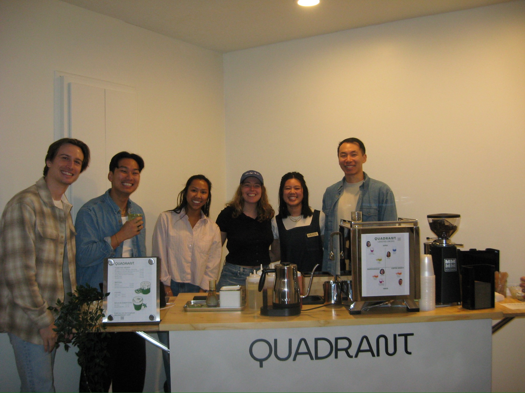 Close-up of handcrafted Quadrant Cart coffee and matcha drink detail