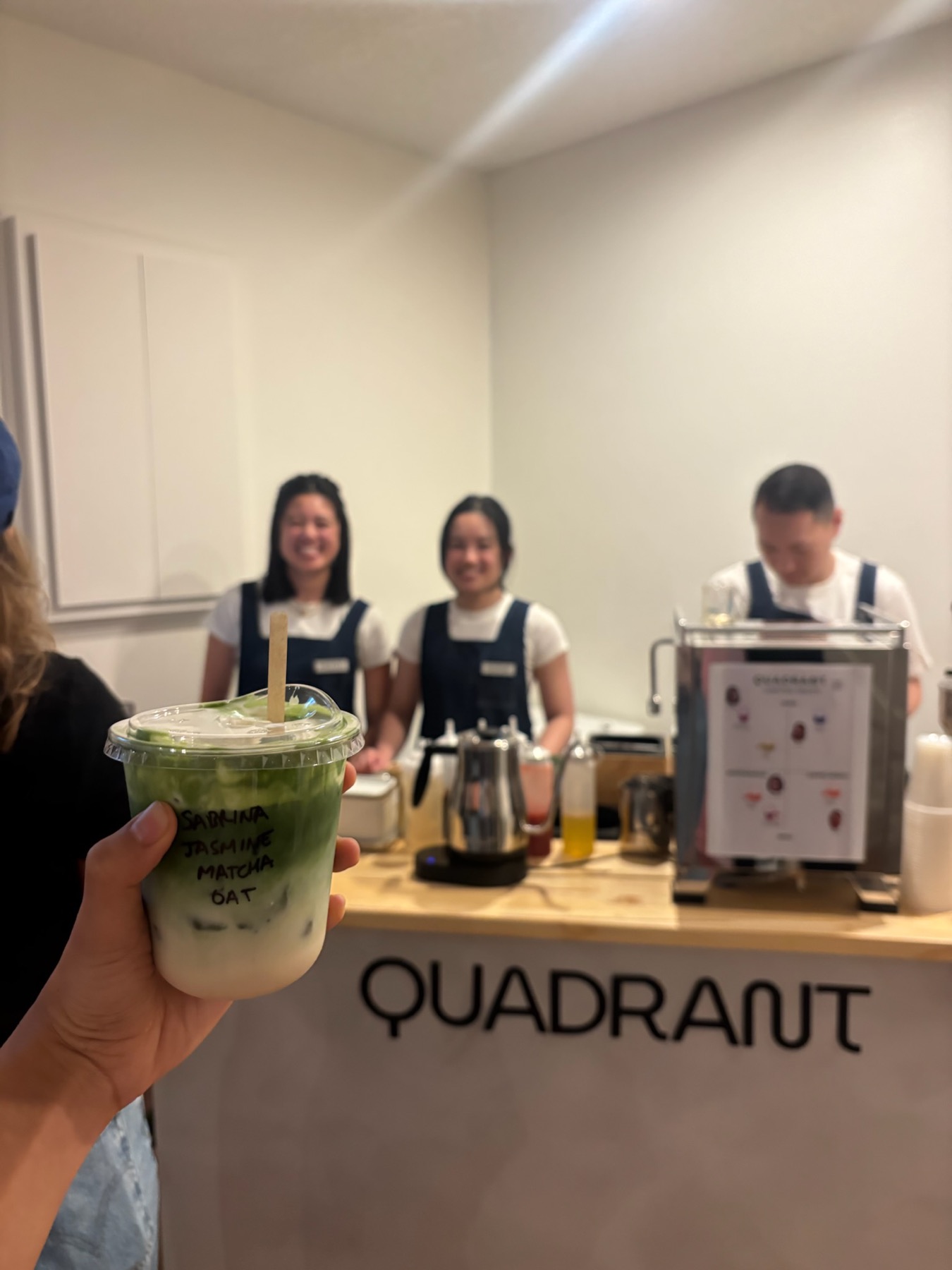 Handcrafted Quadrant Cart coffee or matcha drink for event guests
