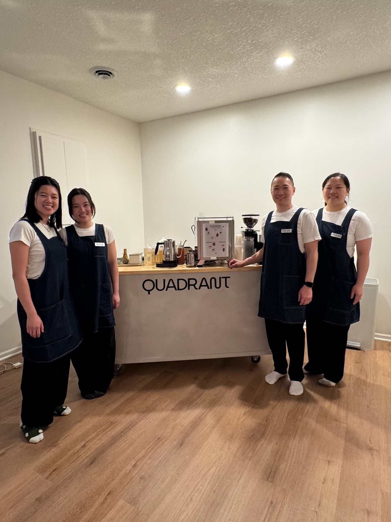 Quadrant Cart team standing with mobile coffee and matcha cart in Minnesota